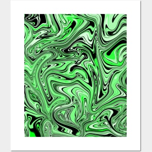 Lime Green Psychedelic Pattern Posters and Art